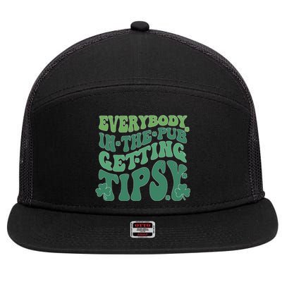 Everybody In The Pub Getting Tipsy Groovy Patricks Day Drink 7 Panel Mesh Trucker Snapback Hat