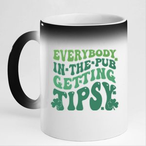 Everybody In The Pub Getting Tipsy Groovy Patricks Day Drink 11oz Black Color Changing Mug