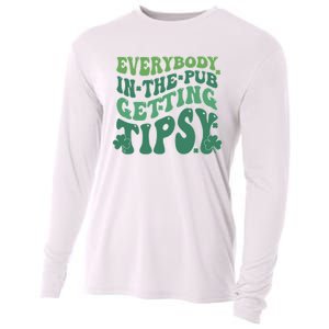 Everybody In The Pub Getting Tipsy Groovy Patricks Day Drink Cooling Performance Long Sleeve Crew