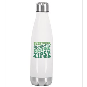 Everybody In The Pub Getting Tipsy Groovy Patricks Day Drink Stainless Steel Insulated Water Bottle