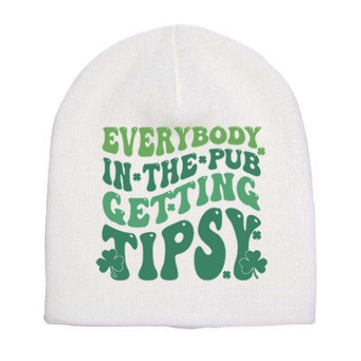 Everybody In The Pub Getting Tipsy Groovy Patricks Day Drink Short Acrylic Beanie