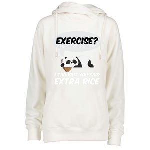 Exercise? I Thought You Said Extra Rice Panda Gift Womens Funnel Neck Pullover Hood