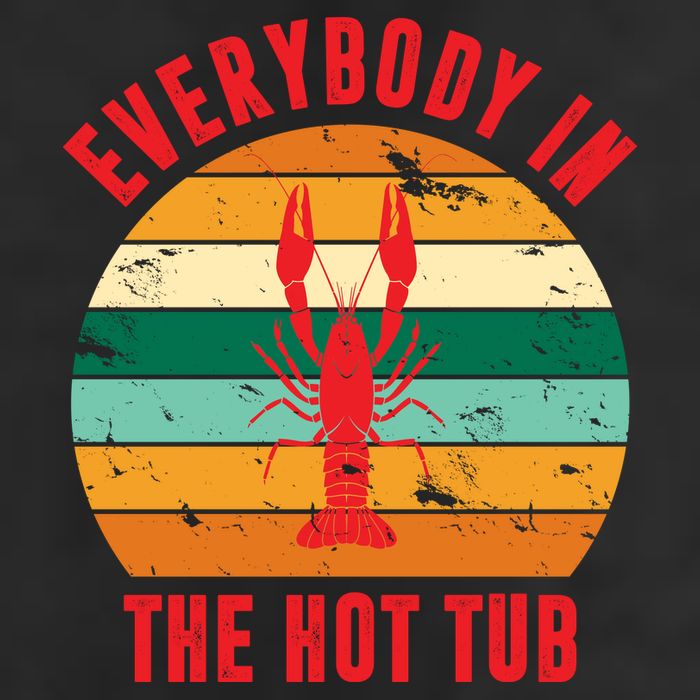 Everybody In The Hot Tub Funny Crawfish 7 Panel Mesh Trucker Snapback Hat
