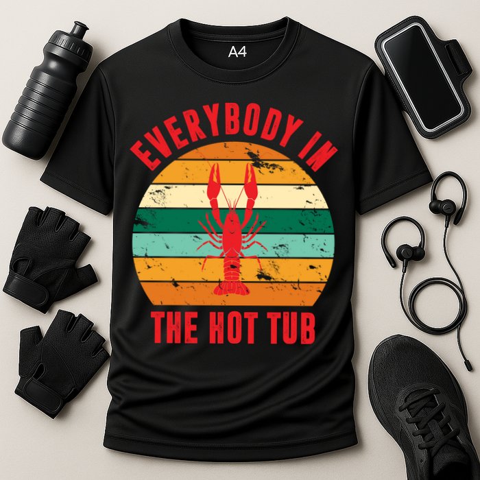 Everybody In The Hot Tub Funny Crawfish Cooling Performance Crew T-Shirt