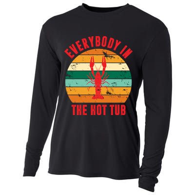 Everybody In The Hot Tub Funny Crawfish Cooling Performance Long Sleeve Crew