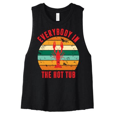 Everybody In The Hot Tub Funny Crawfish Women's Racerback Cropped Tank