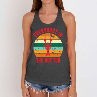 Everybody In The Hot Tub Funny Crawfish Women's Knotted Racerback Tank