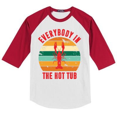 Everybody In The Hot Tub Funny Crawfish Kids Colorblock Raglan Jersey