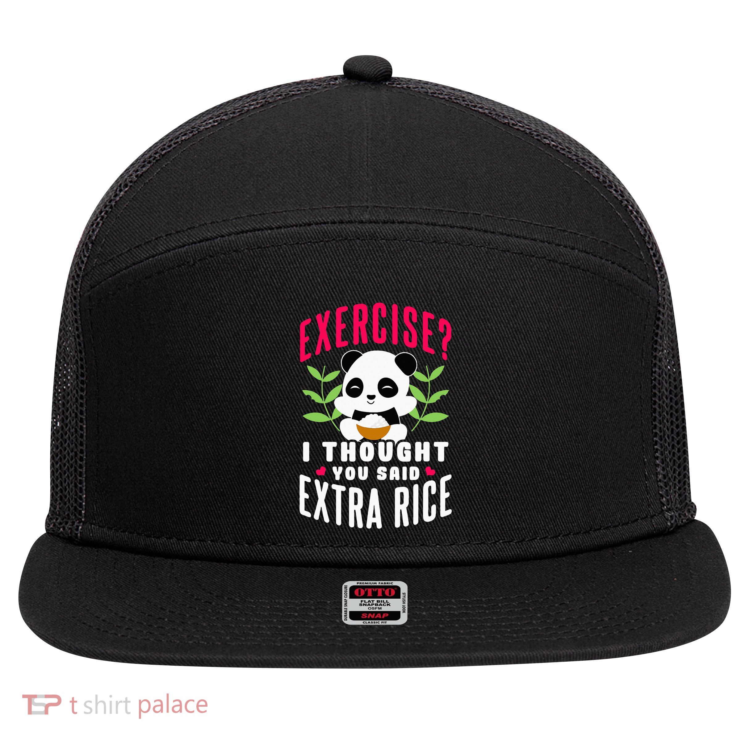 Exercise I Thought You Said Extra Rice 7 Panel Mesh Trucker Snapback Hat