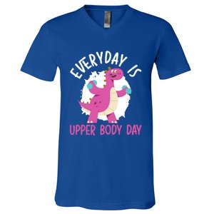 Everyday Is Upper Body Day Fitness Dinosaur Brachiosaurus Gift V-Neck T-Shirt