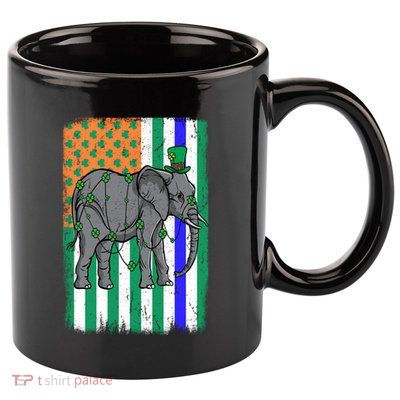 Elephant Irish Usa Flag Police Officer Cop St Patrick's Day Gift 11oz C Handle Ceramic Mug