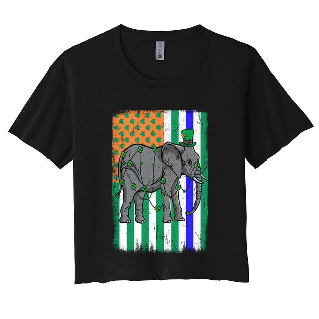 Elephant Irish Usa Flag Police Officer Cop St Patrick's Day Gift Crop Top