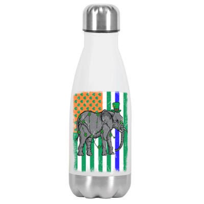 Elephant Irish Usa Flag Police Officer Cop St Patrick's Day Gift Stainless Steel Insulated Water Bottle