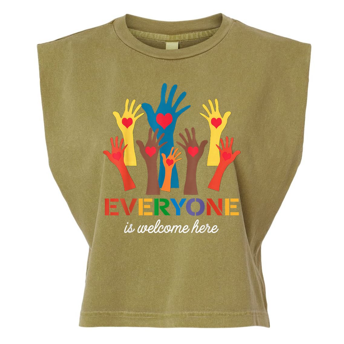 Everyone Is Welcome Here Idaho Teacher Garment-Dyed Women's Muscle Tee