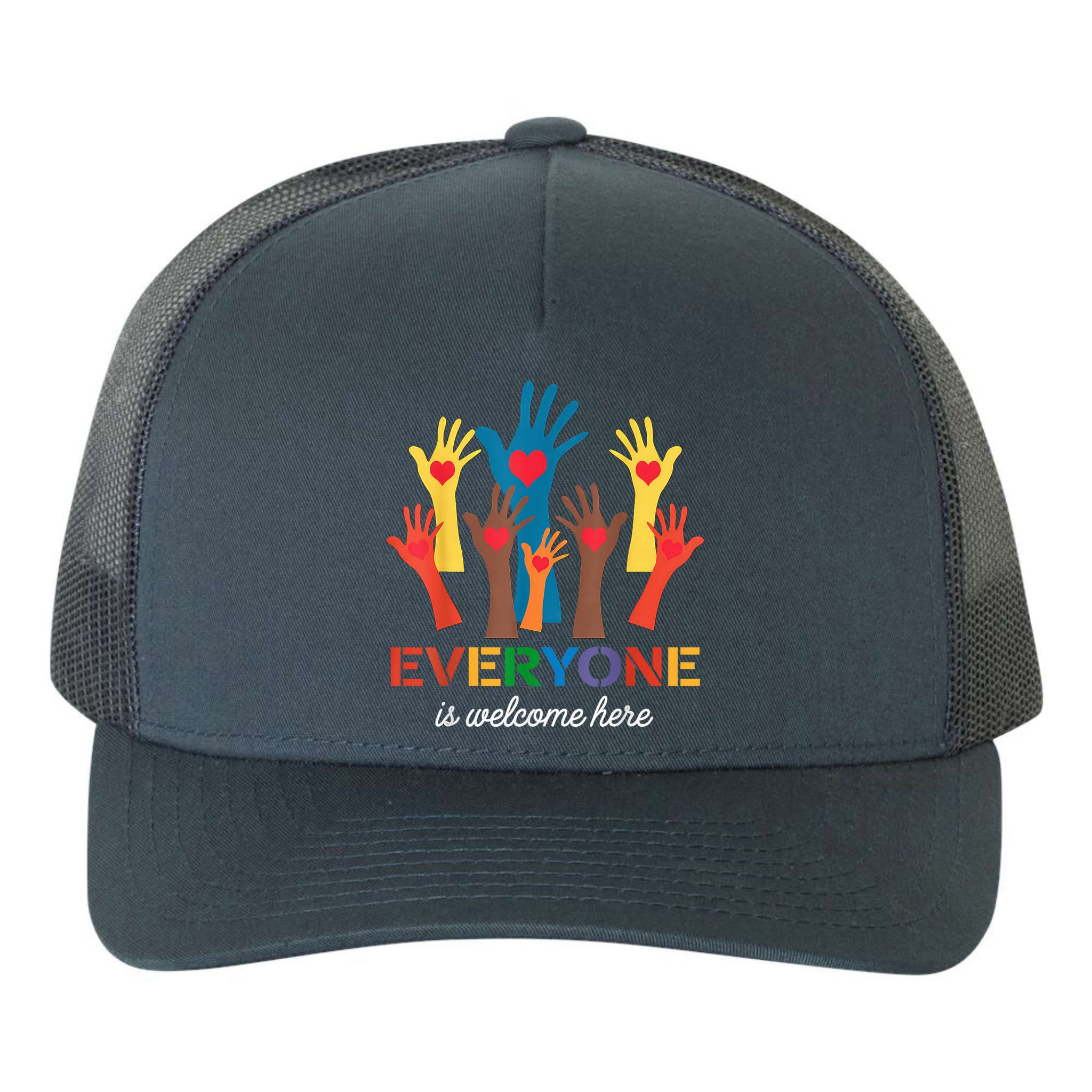 Everyone Is Welcome Here Idaho Teacher Yupoong Adult 5-Panel Trucker Hat