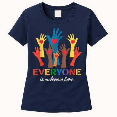 Everyone Is Welcome Here Idaho Teacher Womens T-Shirt