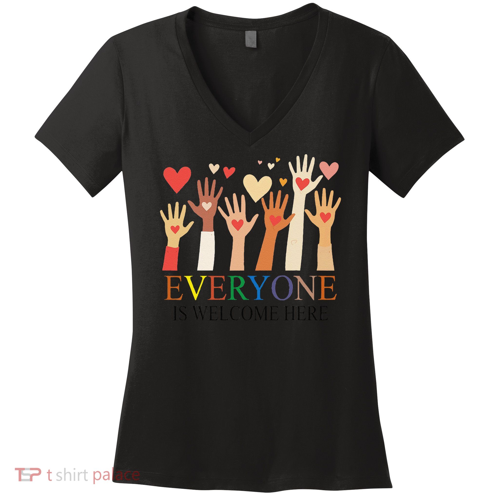 Everyone Is Welcome Here - Idaho Teacher Women's V-Neck T-Shirt