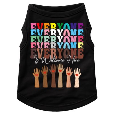 Everyone Is Welcome Here Retro Groovy Diversity Teachers Doggie Tank