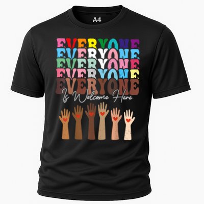 Everyone Is Welcome Here Retro Groovy Diversity Teachers Performance Shirt