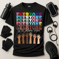 Everyone Is Welcome Here Retro Groovy Diversity Teachers Cooling Performance Crew T-Shirt