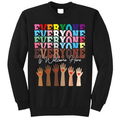 Everyone Is Welcome Here Retro Groovy Diversity Teachers Sweatshirt