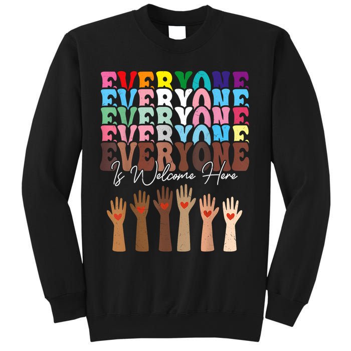 Everyone Is Welcome Here Retro Groovy Diversity Teachers Sweatshirt