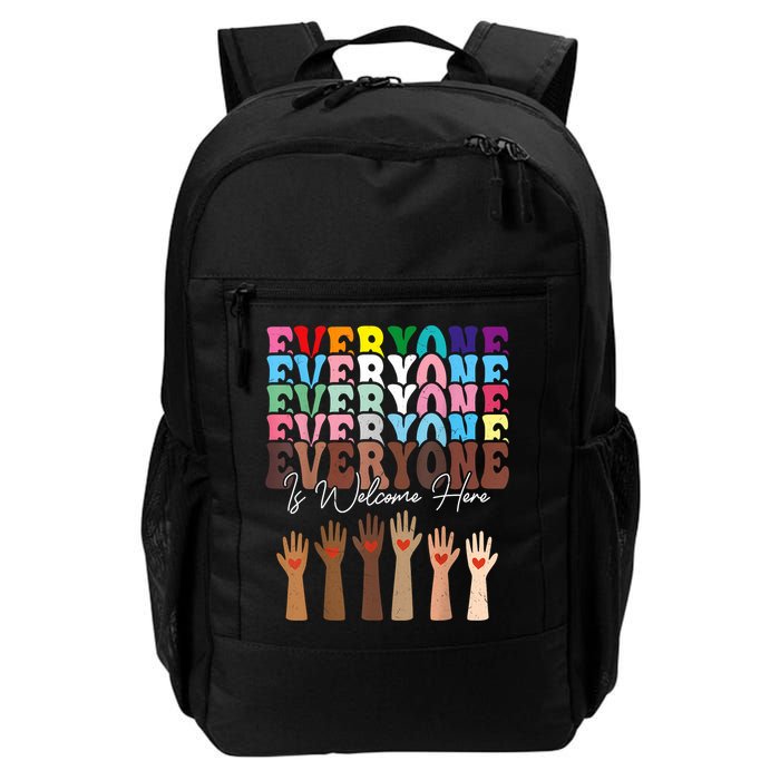 Everyone Is Welcome Here Retro Groovy Diversity Teachers Backpack
