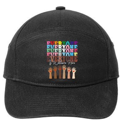 Everyone Is Welcome Here Retro Groovy Diversity Teachers 7-Panel Snapback Hat