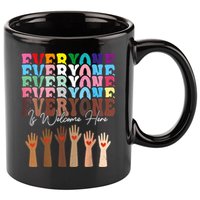 Everyone Is Welcome Here Retro Groovy Diversity Teachers 11oz C Handle Ceramic Mug