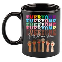 Everyone Is Welcome Here Retro Groovy Diversity Teachers 11oz C Handle Ceramic Mug