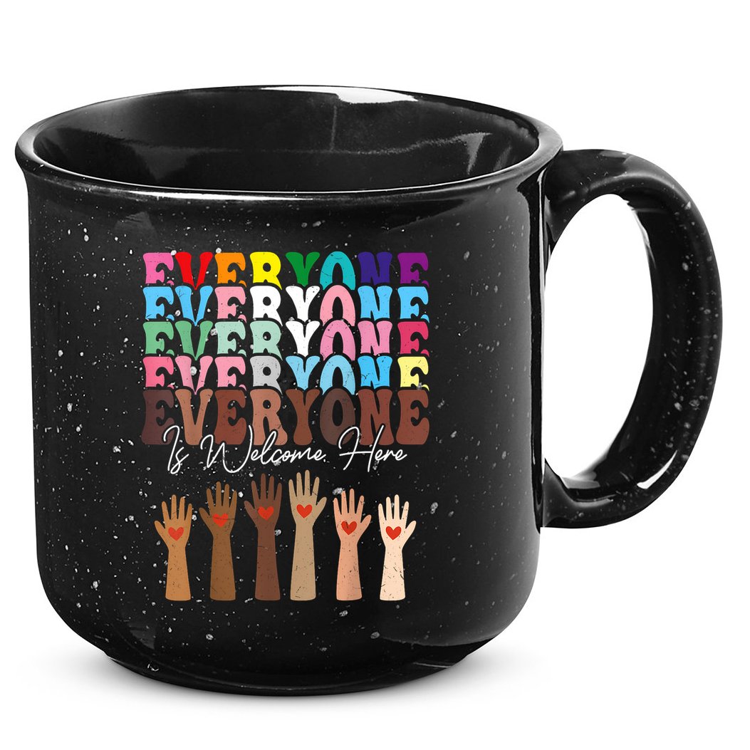 Everyone Is Welcome Here Retro Groovy Diversity Teachers 15oz Campfire Ceramic Mug