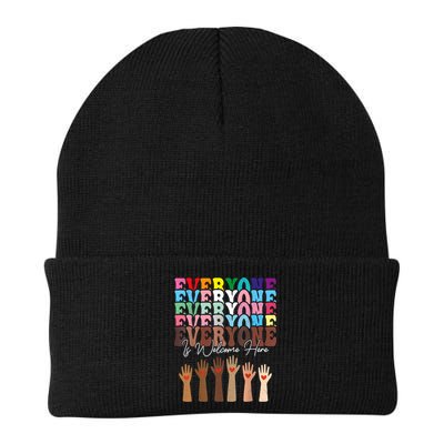Everyone Is Welcome Here Retro Groovy Diversity Teachers Beanie