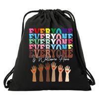 Everyone Is Welcome Here Retro Groovy Diversity Teachers Drawstring Bag