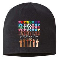 Everyone Is Welcome Here Retro Groovy Diversity Teachers Sustainable Beanie