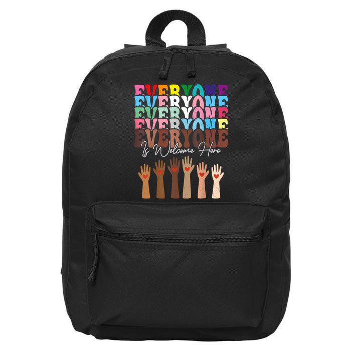 Everyone Is Welcome Here Retro Groovy Diversity Teachers 16 in Basic Backpack