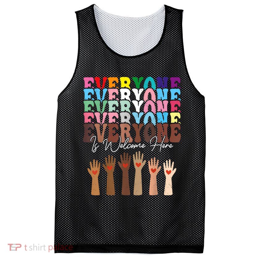 Everyone Is Welcome Here Retro Groovy Diversity Teachers Mesh Reversible Basketball Jersey Tank