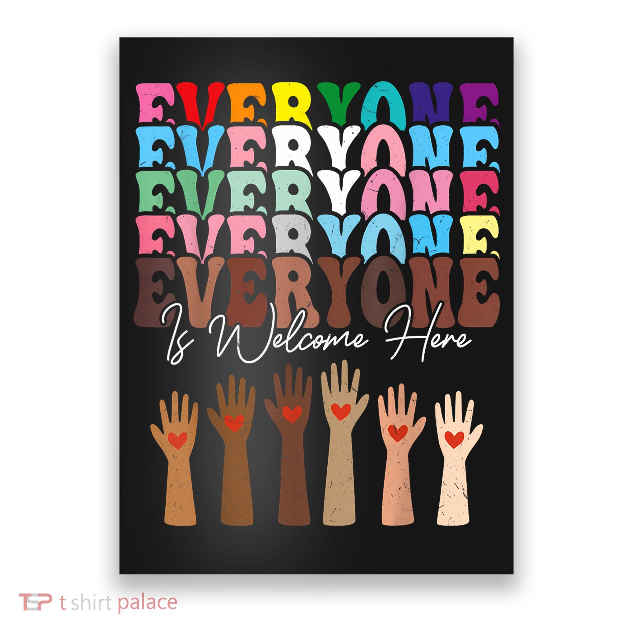Everyone Is Welcome Here Retro Groovy Diversity Teachers Poster