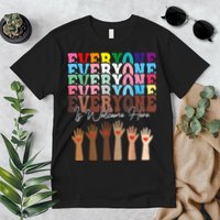 Everyone Is Welcome Here Retro Groovy Diversity Teachers Premium T-Shirt