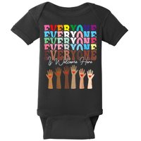 Everyone Is Welcome Here Retro Groovy Diversity Teachers Baby Bodysuit