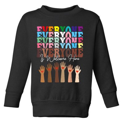 Everyone Is Welcome Here Retro Groovy Diversity Teachers Toddler Sweatshirt