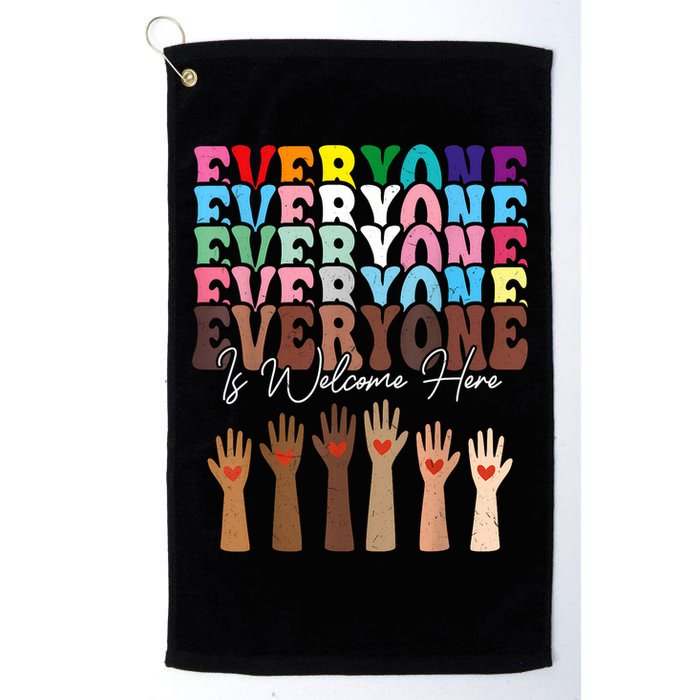 Everyone Is Welcome Here Retro Groovy Diversity Teachers Golf Towel