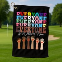 Everyone Is Welcome Here Retro Groovy Diversity Teachers Golf Towel