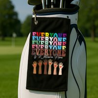 Everyone Is Welcome Here Retro Groovy Diversity Teachers Golf Towel