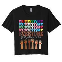 Everyone Is Welcome Here Retro Groovy Diversity Teachers Crop Top
