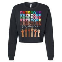 Everyone Is Welcome Here Retro Groovy Diversity Teachers Cropped Pullover Crew