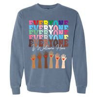 Everyone Is Welcome Here Retro Groovy Diversity Teachers Garment-Dyed Sweatshirt