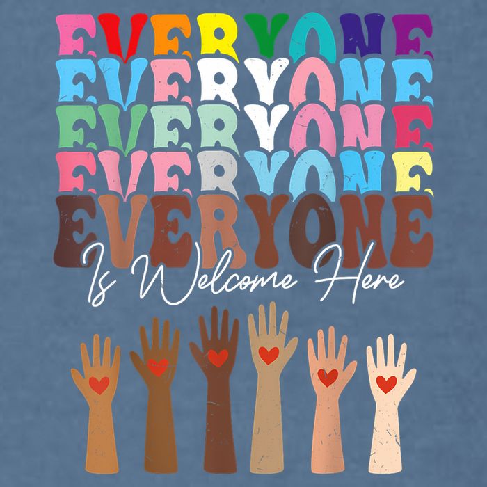 Everyone Is Welcome Here Retro Groovy Diversity Teachers Garment-Dyed Sweatshirt