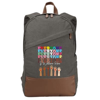 Everyone Is Welcome Here Retro Groovy Diversity Teachers Cotton Canvas Backpack