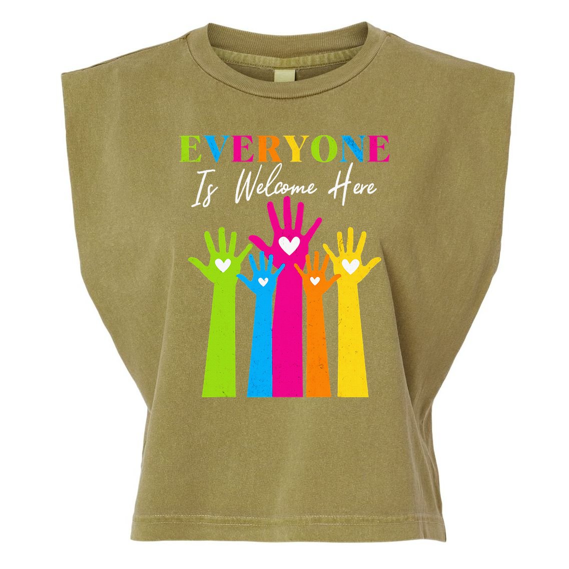 Everyone Is Welcome Here Idaho Teacher  Garment-Dyed Women's Muscle Tee