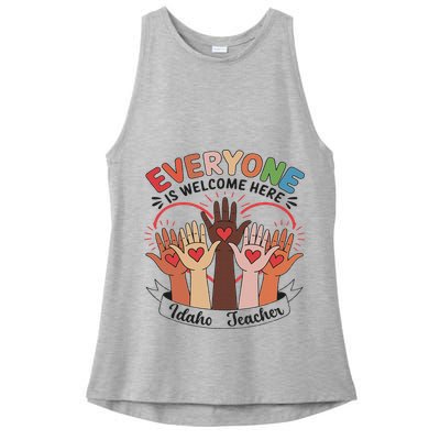Everyone Is Welcome Here Idaho Teacher Ladies PosiCharge Tri-Blend Wicking Tank